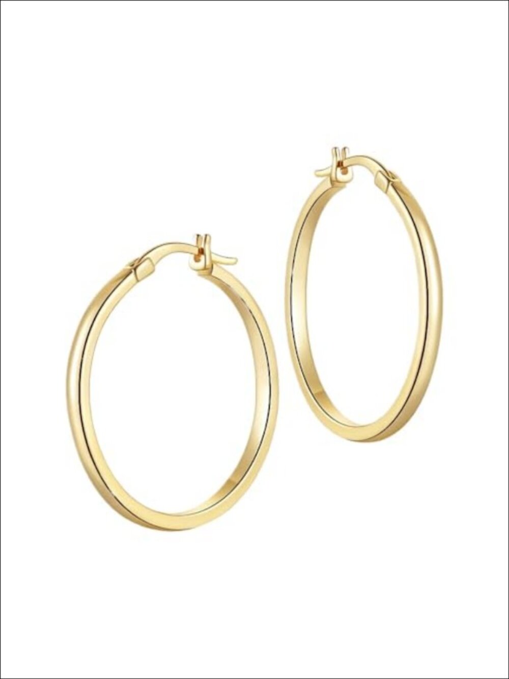 14K Gold Plated Hoop Earrings Snap Back Lightweight Open Hoops
